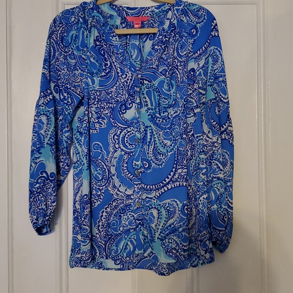 Lilly Pulitzer blue button-down top